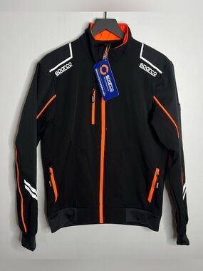 Sparco Austin Tech Softshell Zip Jacket Mens Medium Black Orange Teamwork NWT